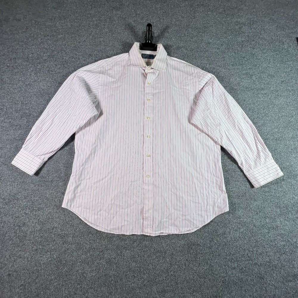 Polo Ralph Lauren Dress Shirt Men's 17.5 32/33 White Pink Striped Button Front